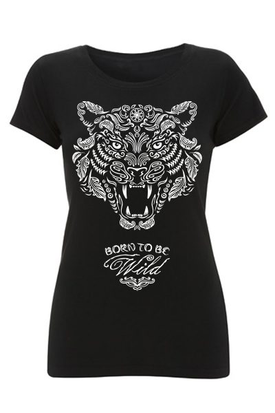 Tigre “Born to be wild” t-shirt femme en coton bio