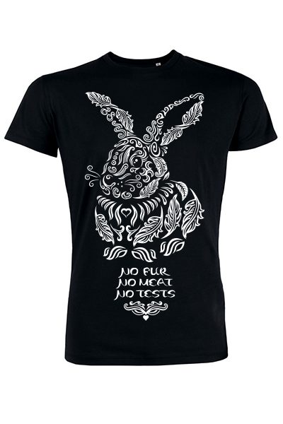 Lapin “No fur No meat No tests” T-shirt homme en coton bio