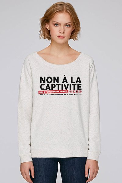 “Non à la captivité” sweat femme en coton bio