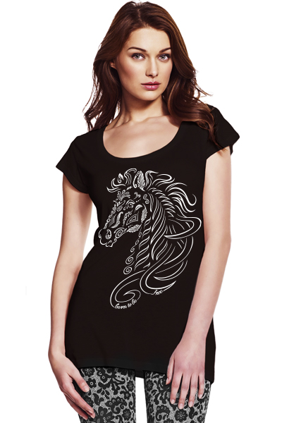 Cheval “Born to be free” T-shirt femme en Tencel© et coton bio