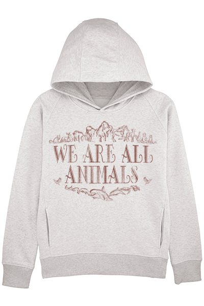 “We are all animals” sweat à capuche femme en coton bio