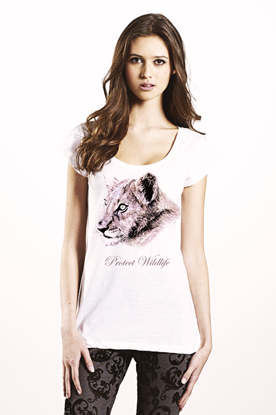 Lion « Protect Wildlife » t-shirt femme en coton bio et Tencel©