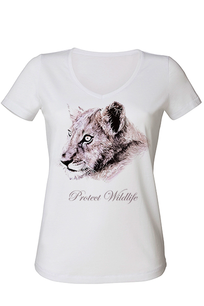 Lion « Protect Wildlife » t-shirt femme en coton bio